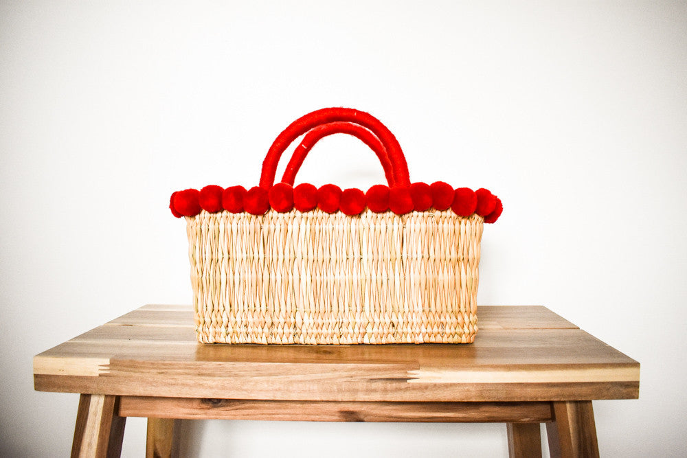 Moroccan Pom Pom Basket