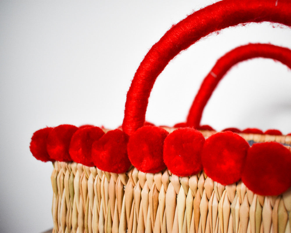 Moroccan Pom Pom Basket