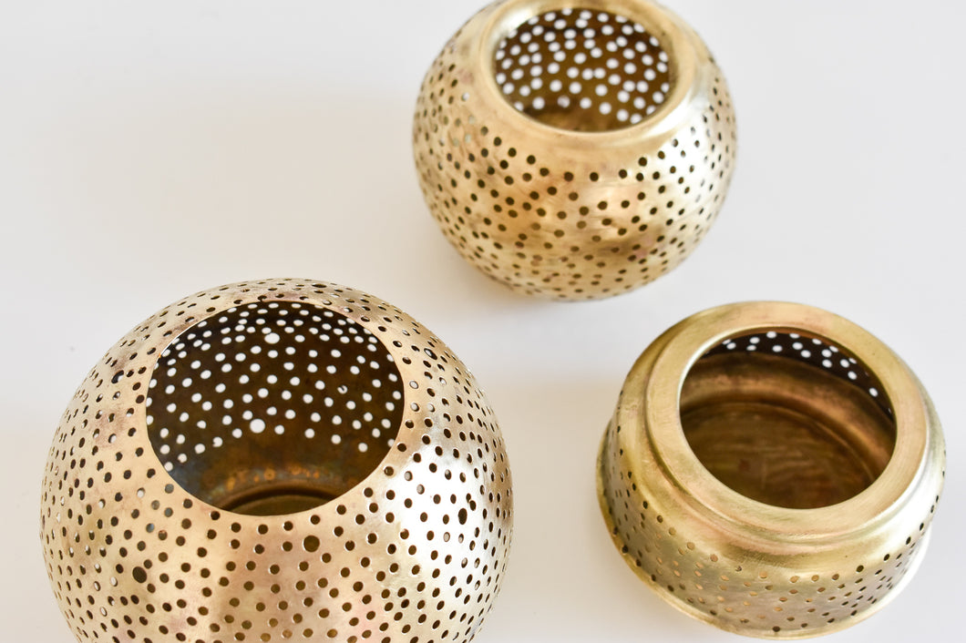 Small Moroccan Brass Candle Holder from Badia Design Inc.