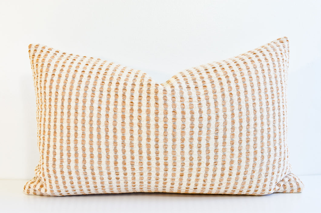 Hmong Organic Woven Lumbar Pillow - Faded Gold
