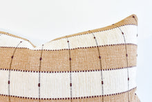 Hmong Organic Woven Lumbar Pillow - Tan Stripe
