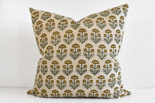 Indian Block Print Pillow - Olive, Sage, Ochre