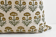 Indian Block Print Pillow - Olive, Sage, Ochre