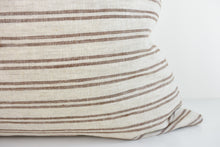 Linen Pillow - Ivory and Raisin Stripe