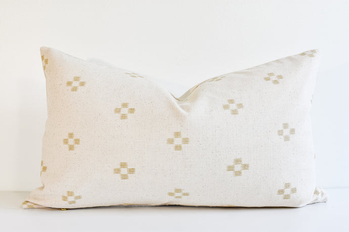 Hmong Block Print Lumbar Pillow - Khaki