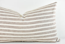 Linen Lumbar Pillow - Ivory and Raisin Stripe