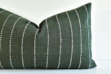 Hmong Organic Woven Striped Lumbar Pillow - Forest Green