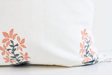 Hmong Floral Block Print Pillow Cover - Sage and Blush