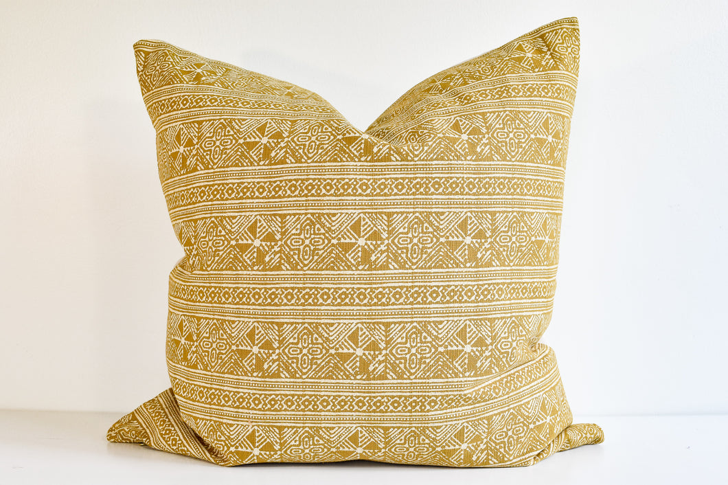 Hmong Batik Pillow - Ochre
