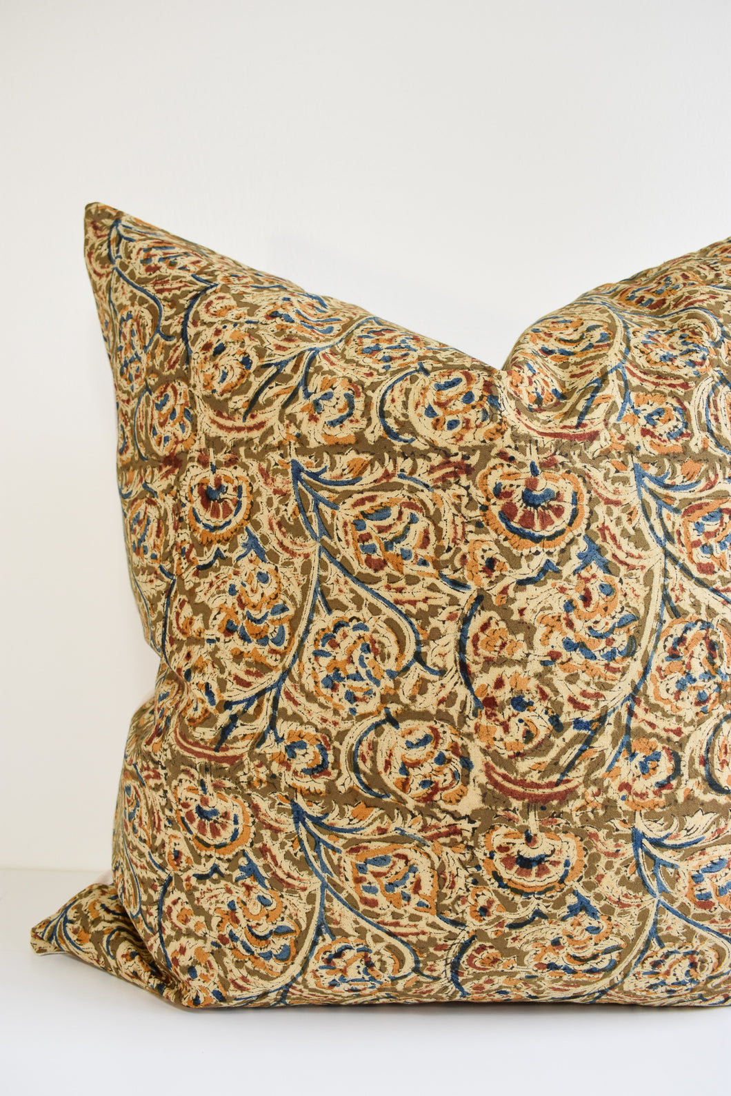 KD Spain — Kerala Gold Geometric Block Print Style Colorful Throw Pillow