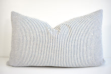 Hmong Organic Woven Lumbar Pillow - Indigo Ticking Stripe