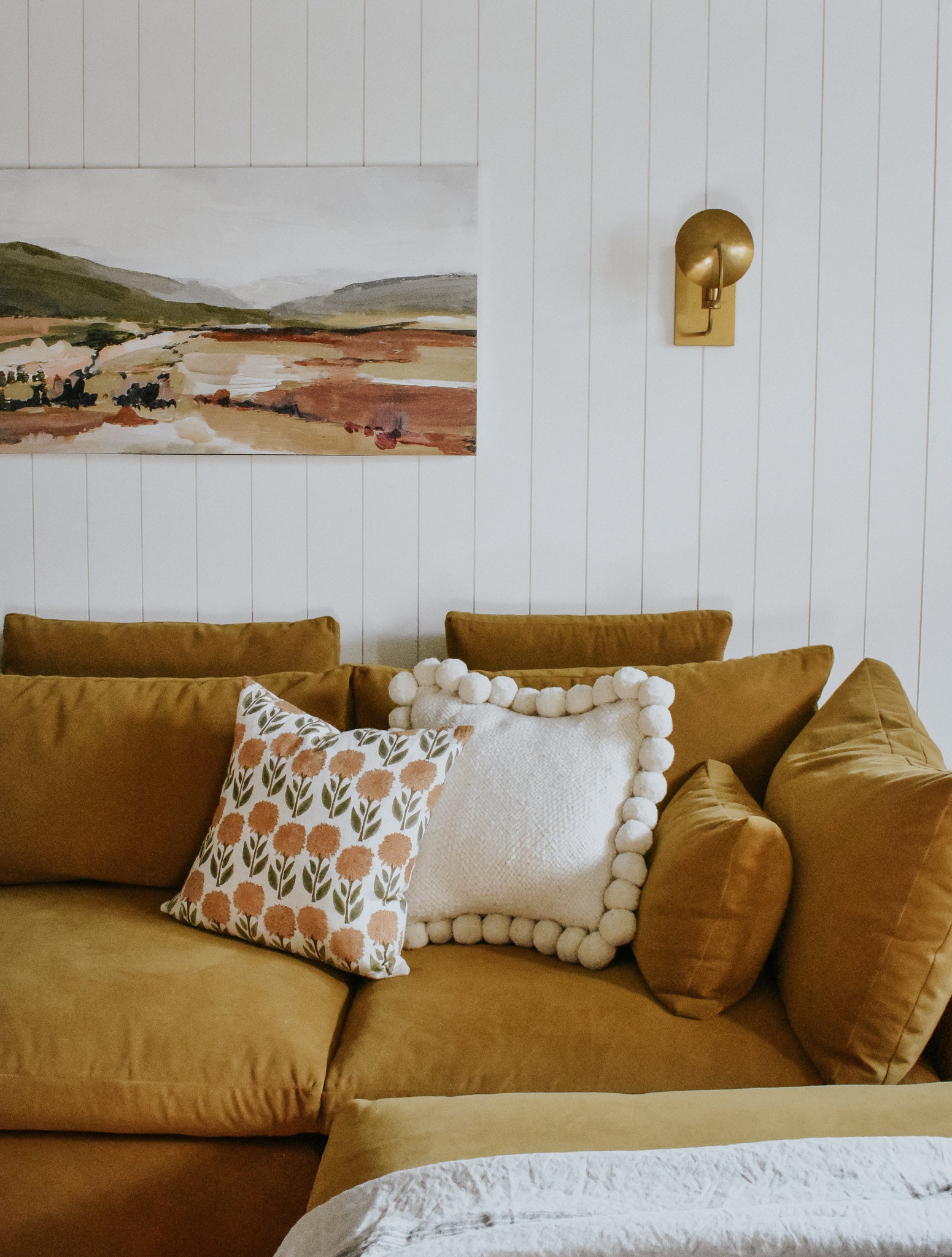 Indian Block Print Pillow Cover - Faded Peach and Olive Floral