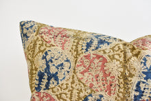 Indian Block Print Lumbar Pillow - Dusty Rose, Gold, Ocean