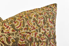 Indian Block Print Lumbar Pillow - Olive, Ochre, Rose