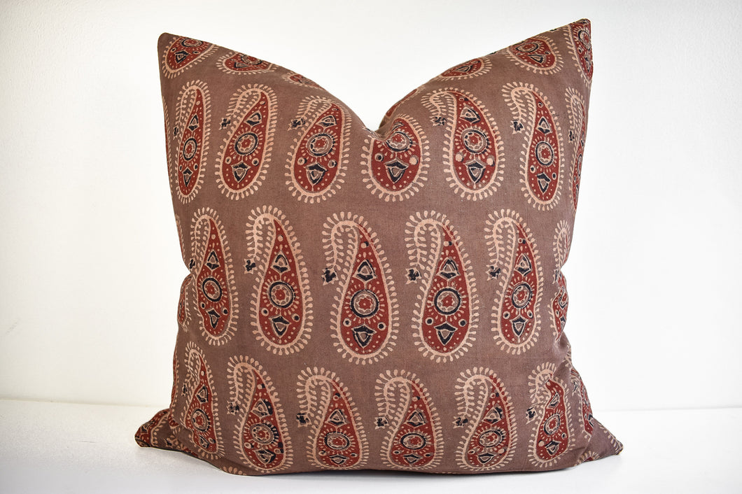 Indian Block Print Pillow - Nutmeg