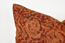 Indian Block Print Pillow - Deep Rust and Olive