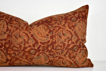 Indian Block Print Pillow - Deep Rust and Olive