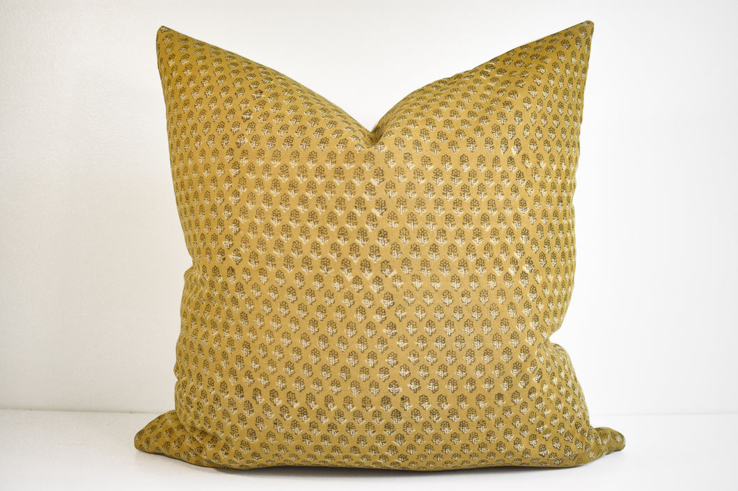 Indian Block Print Pillow - Gold