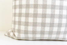 Linen Lumbar Pillow - Beige and Ivory Gingham
