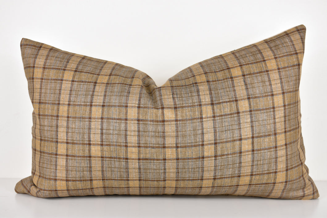 Linen Lumbar Pillow - Olive Gingham – Collectiv Co.