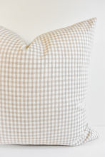 Linen Pillow - Beige and Ivory Mini Gingham