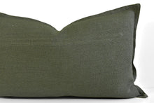 Linen Flange Edge Lumbar Pillow - Moss
