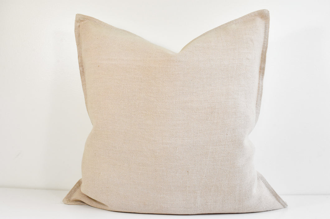 Linen Flange Edge Pillow - Creme