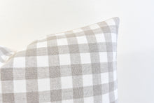 Linen Lumbar Pillow - Beige and Ivory Gingham