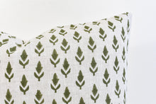 Indian Block Print Lumbar Pillow - Olive Green