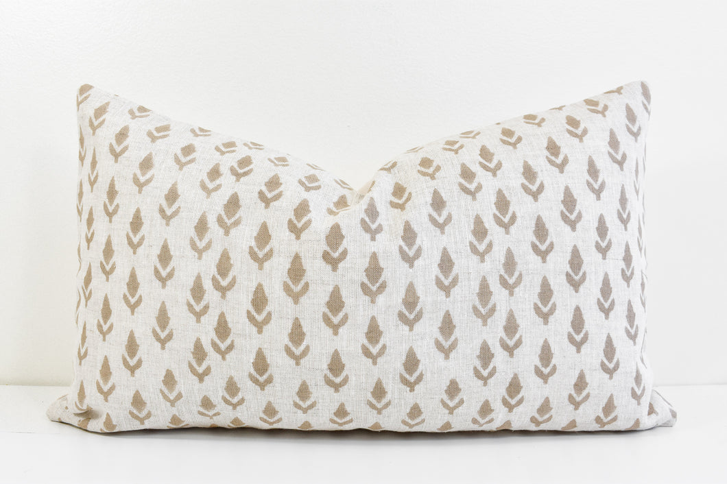 Indian Block Print Lumbar Pillow - Taupe