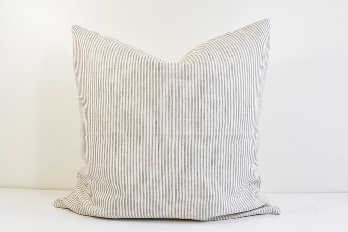 Linen Pillow - Beige and Ivory Stripe