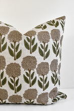 Indian Block Print Pillow - Taupe Floral