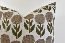Indian Block Print Pillow - Taupe Floral