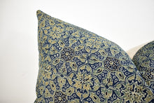 Indian Block Print Lumbar Pillow - Indigo and Sage