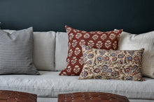 Indian Block Print Pillow - Creme, Tan, Indigo, Rust