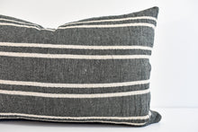 Hmong Organic Woven Lumbar Pillow - Charcoal Stripe