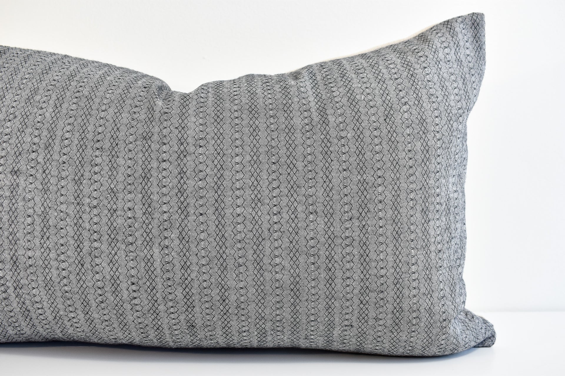 Hmong Organic Woven Lumbar Pillow - Gray