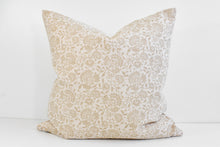 Hmong Floral Block Print Pillow - Ivory and Sand