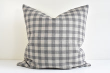 Linen Pillow Cover - Steel Gray and Ivory Gingham