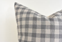 Linen Pillow Cover - Steel Gray and Ivory Gingham