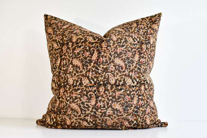 Indian Block Print Pillow - Earth, Rose, Ochre, Indigo
