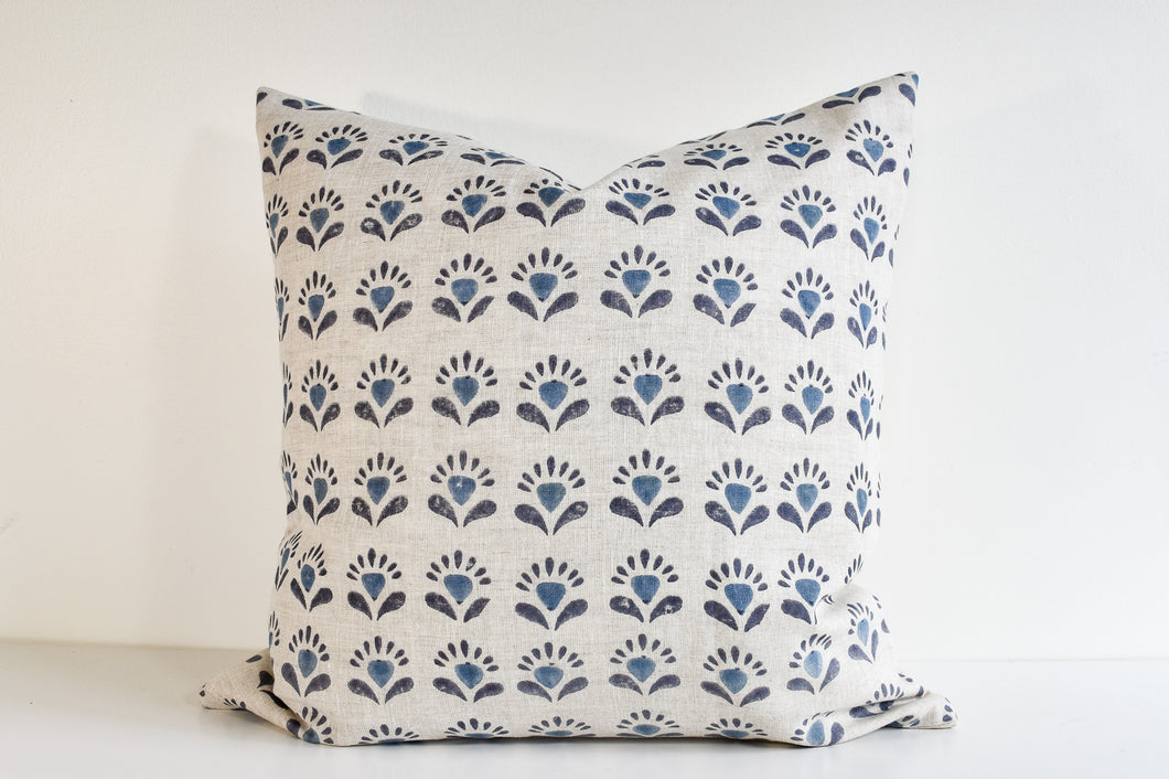 Indian Block Print Pillow - Indigo Blue
