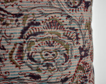 Indian Block Print Pillow - Blue Gray, Olive, Rust