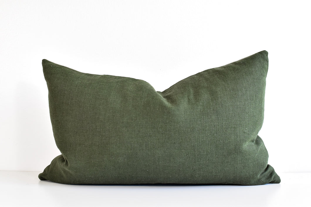 Linen Lumbar Pillow - Olive