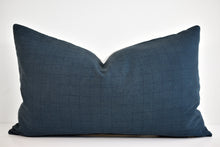 Linen Lumbar Pillow - Indigo Window Pane