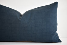Linen Lumbar Pillow - Indigo Window Pane
