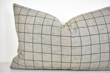 Linen Pillow - Gray and Moss Window Pane