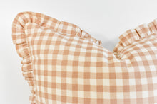 Hmong Organic Woven Pillow - Ruffle Edge Clay Gingham
