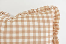 Hmong Organic Woven Lumbar Pillow - Ruffle Edge Clay Gingham