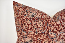 Indian Block Print Pillow - Rust, Tan, Indigo